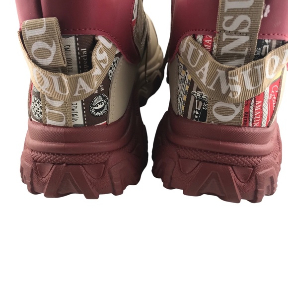 Chunky Graphic Sneakers Beige Red | Streetwear Fashion Trainers - Picture 8 of 8